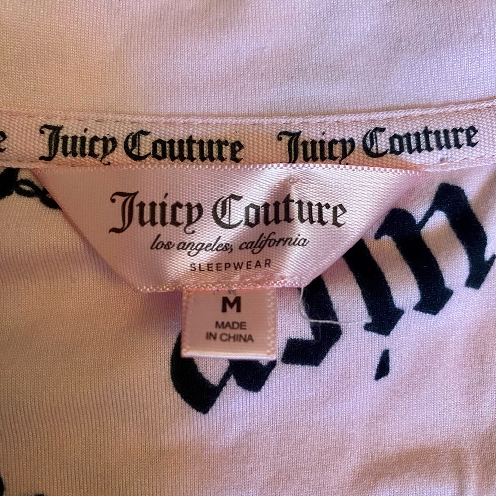 NEW Juicy Couture Pink Button Up Shirt And Shorts Pajama Set Size Medium - Picture 10 of 14